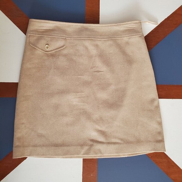 Banana Republic Skirt Womens 0 Tan Wool Blend Lined Side Zip Preppy Quiet Luxury - Picture 1 of 9
